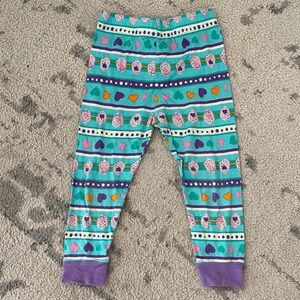 Girls Teal Eggs & Heart Stripe Printed Leggings